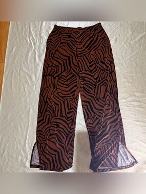Susan Graver Regular Printed Liquid Knit Pants with Slits XS
